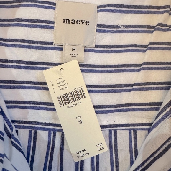 NWT Size M - The Bennet Buttondown Shirt by Maeve 100% Cotton (NWT US$ 98) - Picture 8 of 16